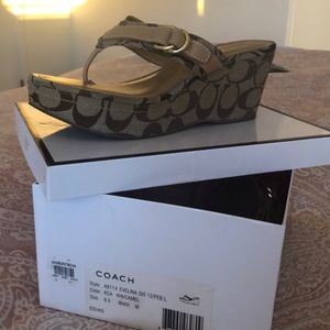 Coach KHI Camel Wedge Sandals